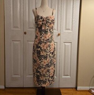 Beige Floral Bodycon Dress (Girls or Womens Size)